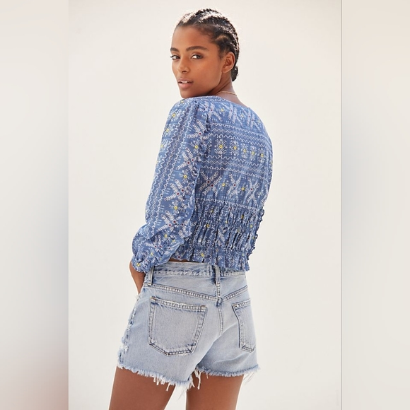 NWOT Forever That Girl Embroidered Smocked Waist Top - Picture 2 of 7